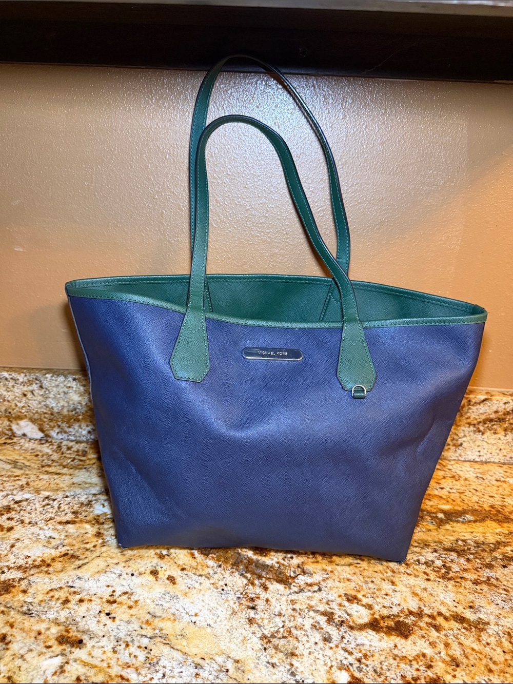 Michael Kors revers-able Navy/green Tote
